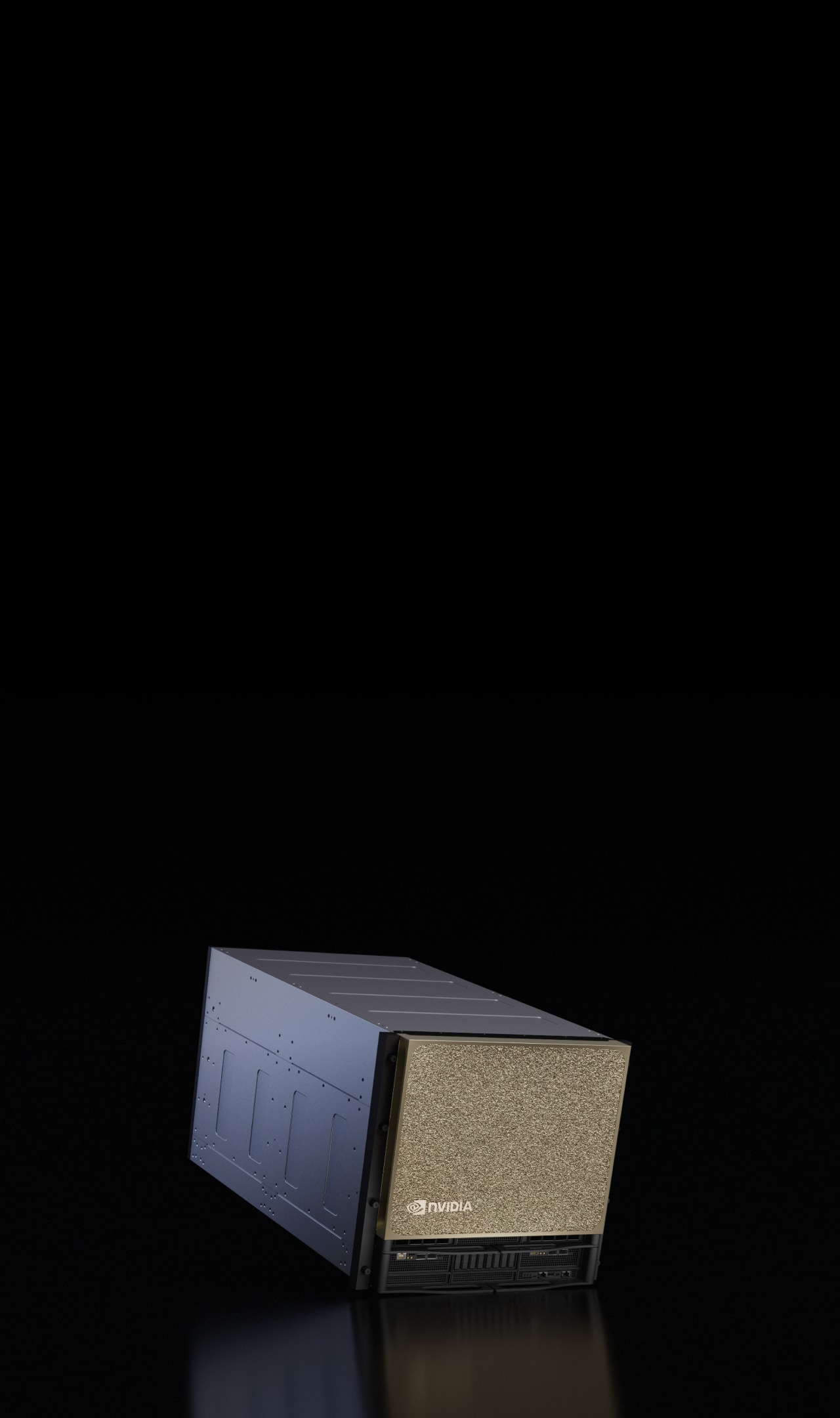 NVIDIA DGX B300 eight-GPU system with a gold front grille and black chassis